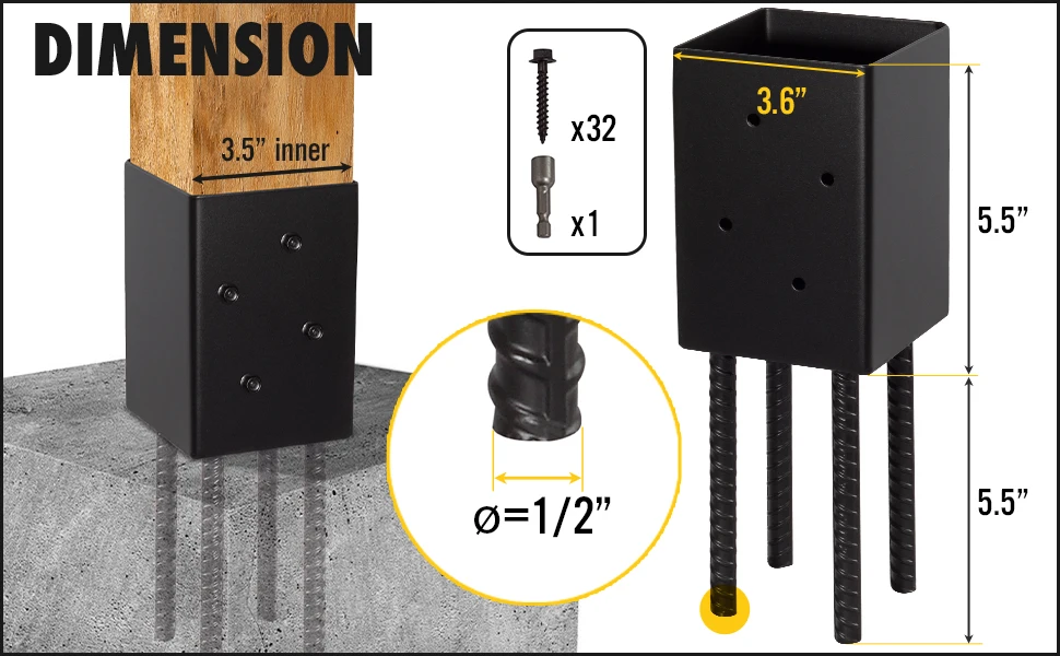 Metal Post Base Holder Post Anchor Brackets Ground Spike 2