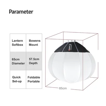 TRIOPO KQ65 65cm Lantern Softbox Spherical Collapsible Soft Box Bowens Mount Studio Photography Video Lighting Accessory 55cm detail image