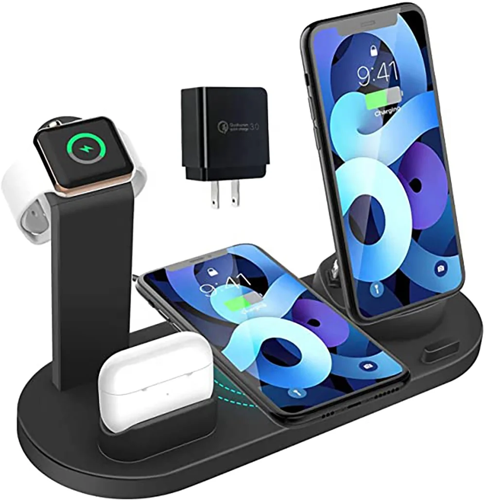 Amazon Best Seller On Alibaba Most Sold Product Fast 3 Qi AirPods IWatch Phone 6 in 1 Wireless Charger