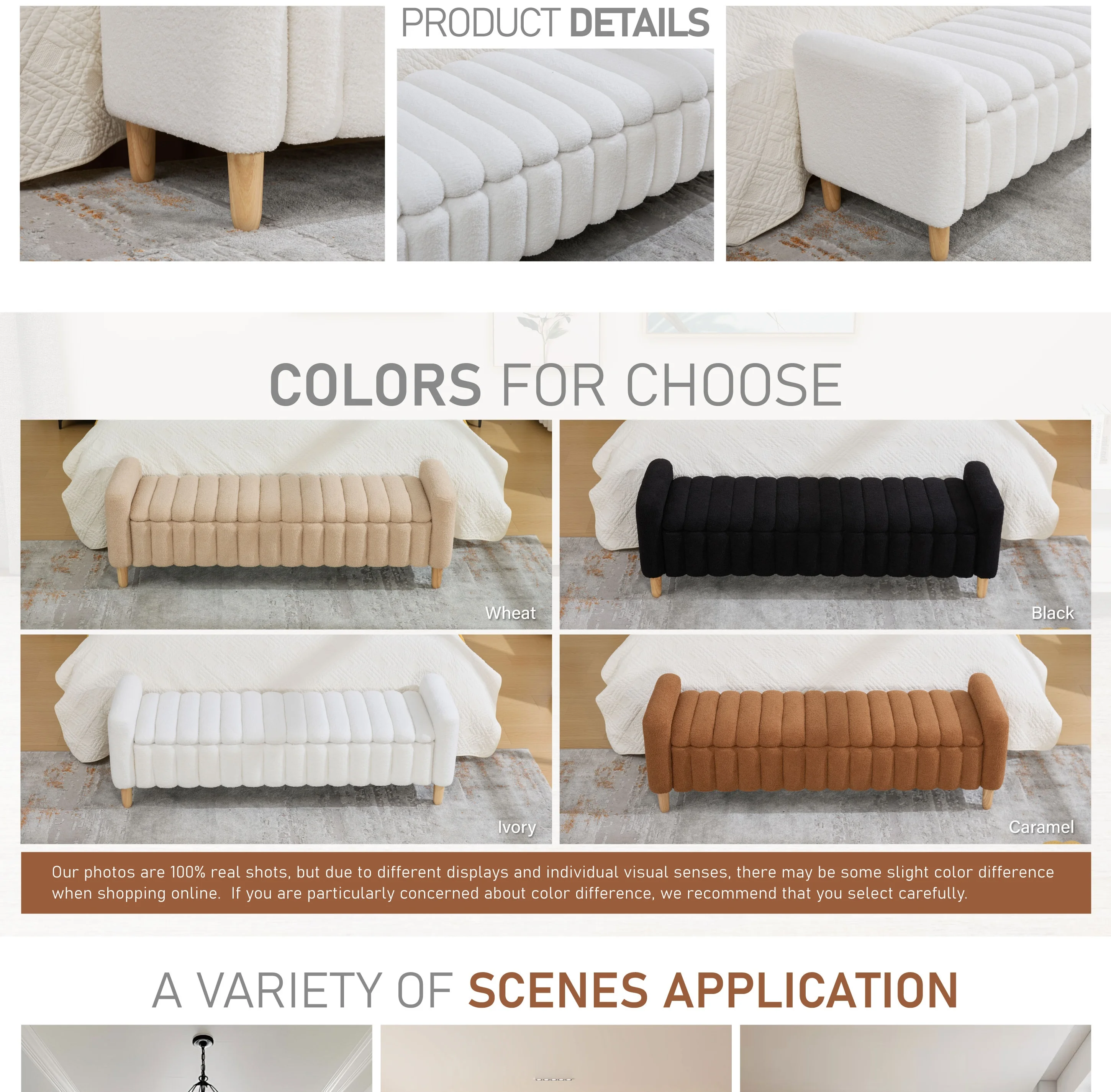 Elvarenae Ondelle Wave Storage Bench — product detail