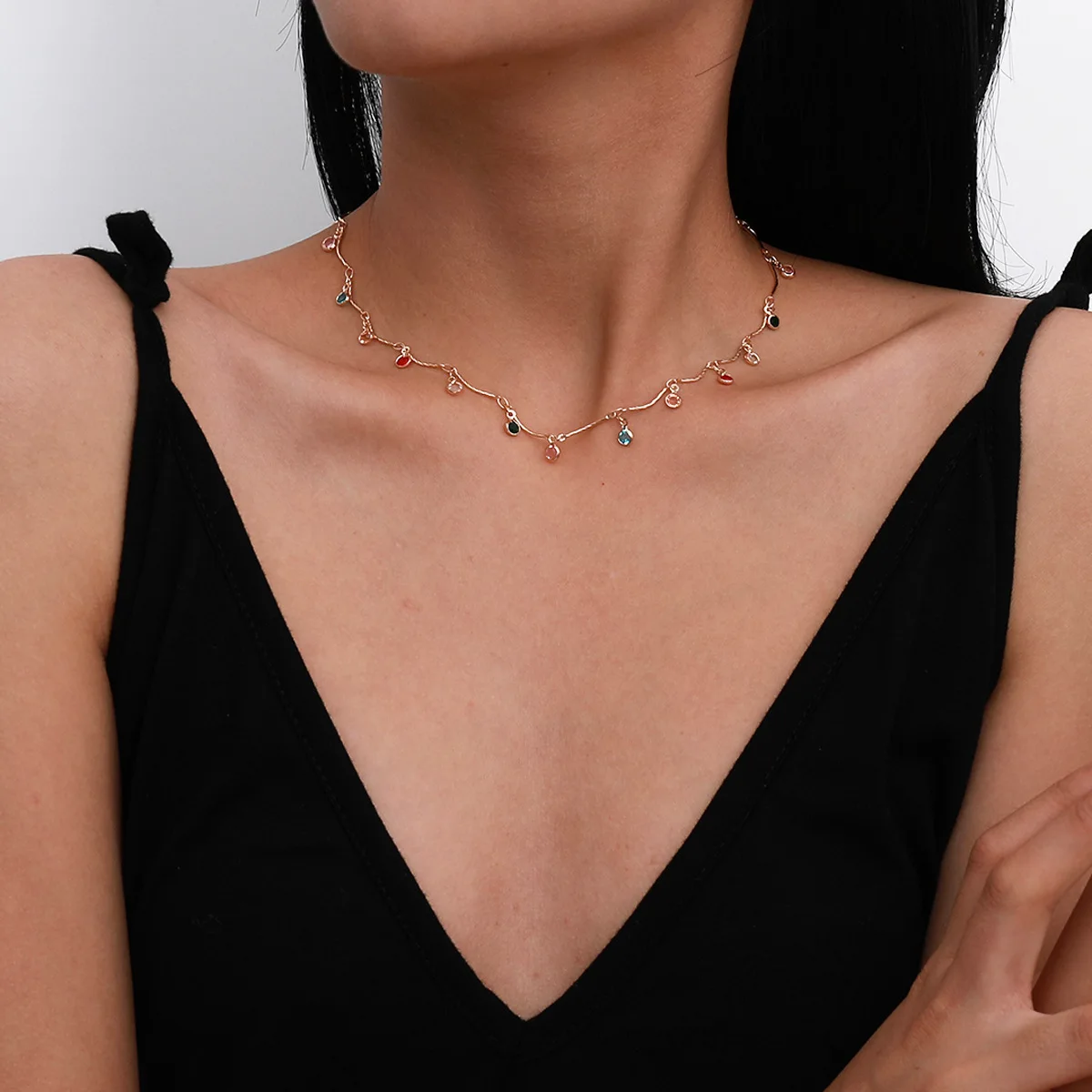 1pcs Simple Fashion Women's Gold Plated Choker Pendant Chain Necklace Jewelry