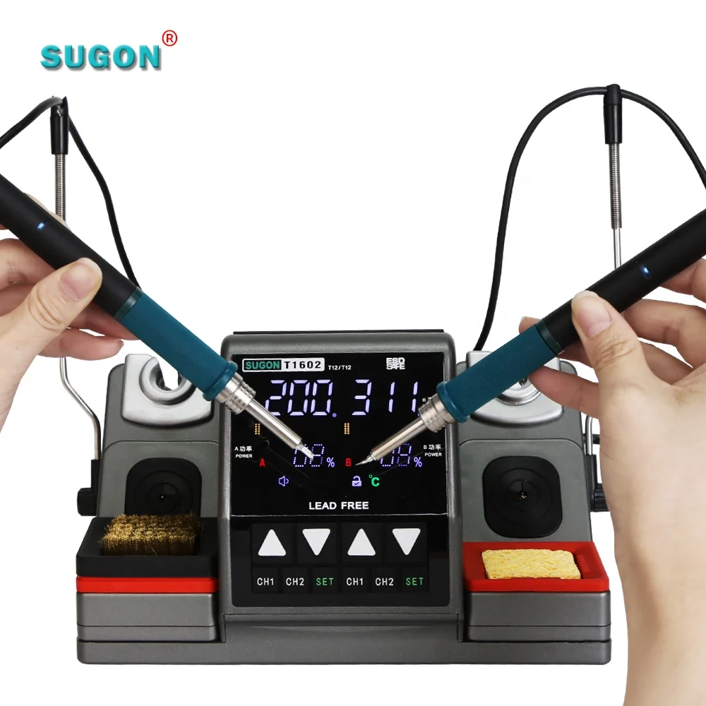 Adjustable Temperature 2 in 1 ESD Soldering Station SMD Rework Station Hot Air Gun Soldering Iron Set for Repair Welding