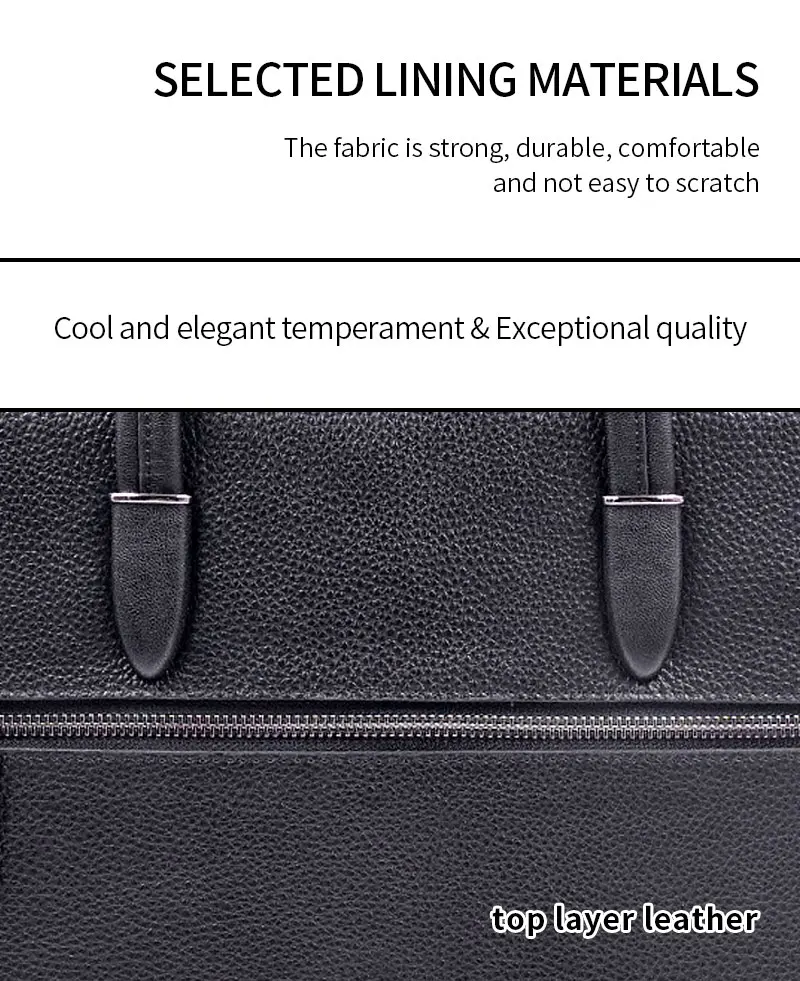 Fingerprint Lock Lawyer Anti Theft Briefcase Laptop Business Bag Cow