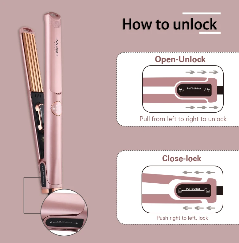 MAC 3 Sizes Hair Crimper Hot Selling Titanium Professional Salon Wholesale Best Crimper Flat Iron Curling Iron