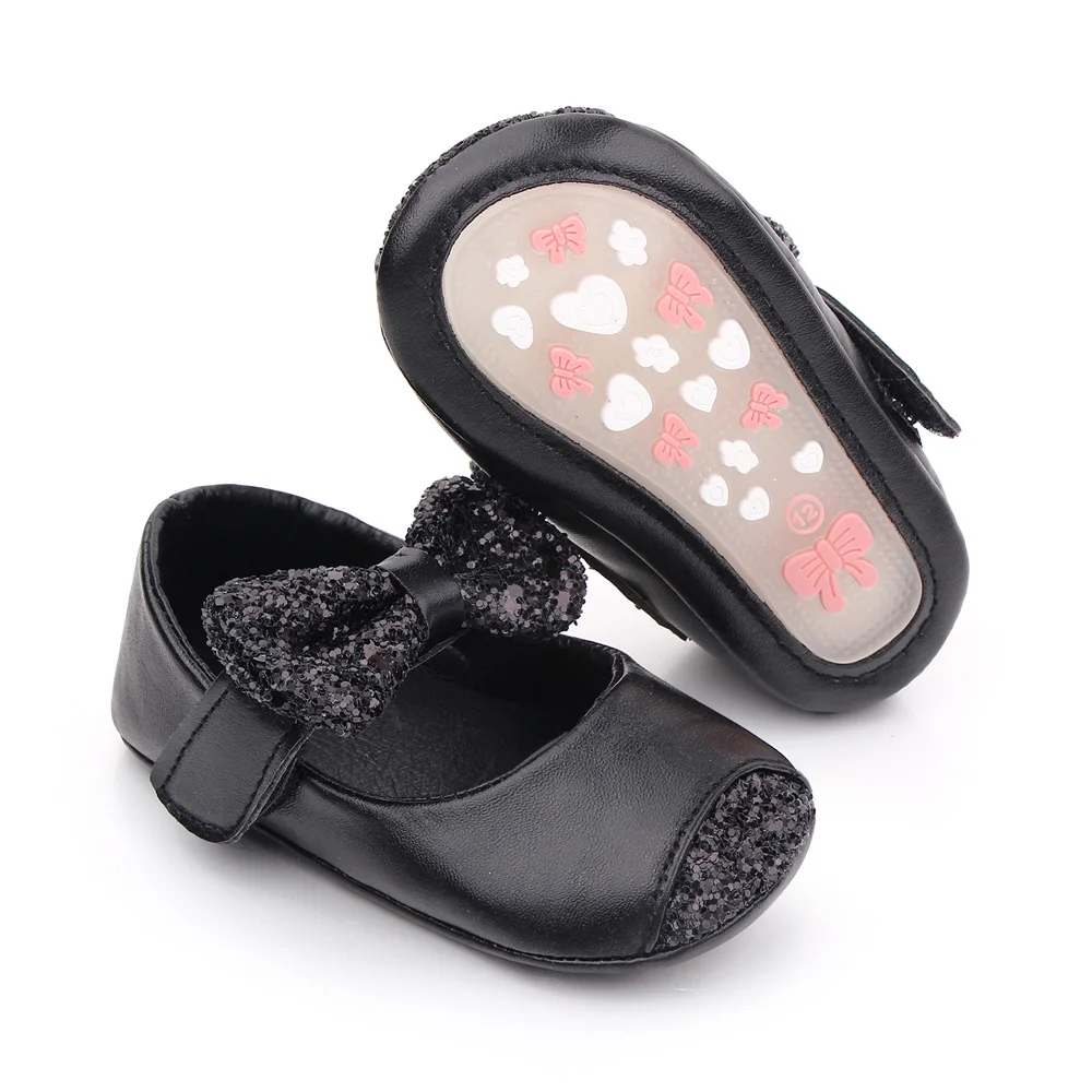 0-1 Year Old Baby Shoes Fancy Bling Bow Knot Rubber Sole Princess Shoes Newborn Toddler Shoes 2025 factory