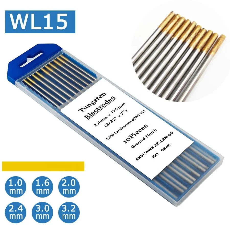 TIG溶接タングステン電極溶接棒1.0-3.2mm WT20 WC20 WL20 WL15