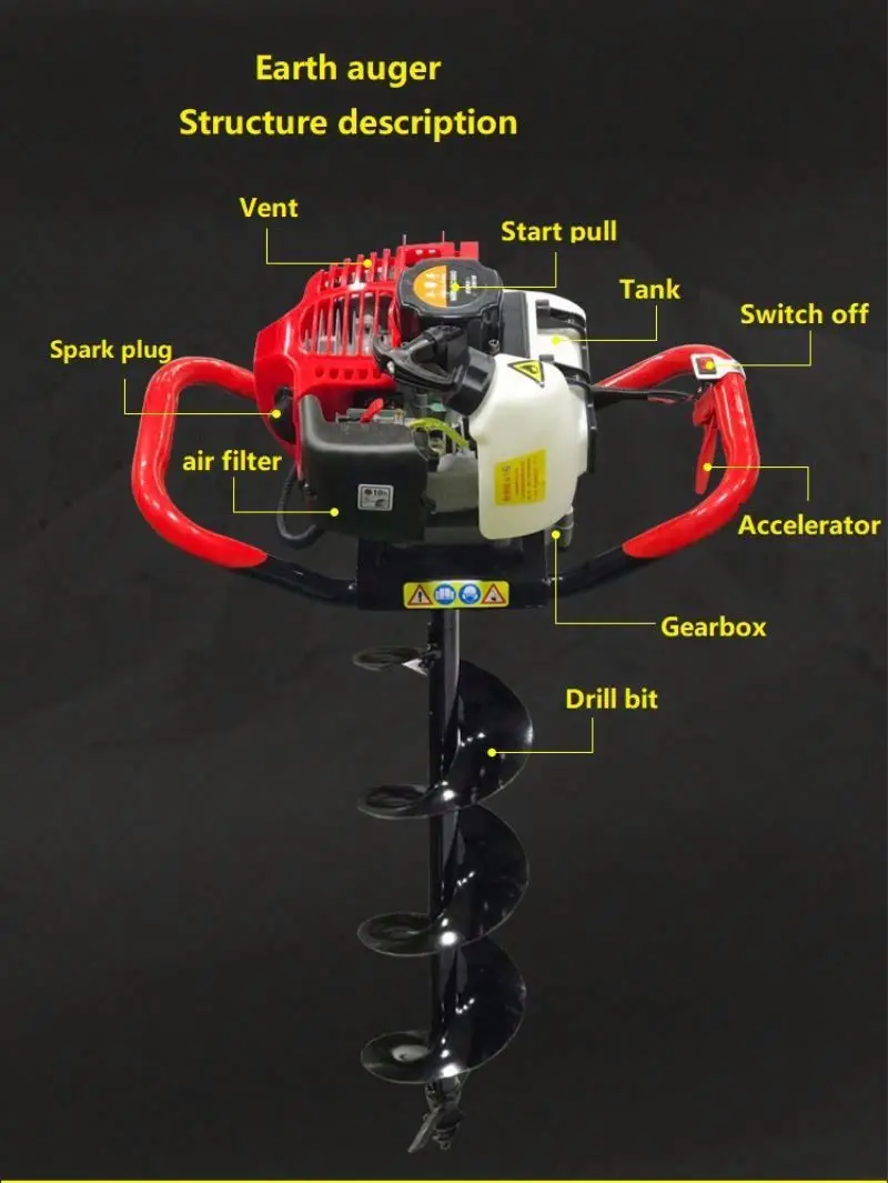 Agricultural Digging Machine Post Hole Digger Gasoline Earth Auger Drill Machine Gas Earth Auger for Sale