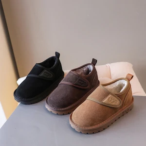 Winter Fashion New Design Black Funky Children Snow Boots Casual Warm Shoes for Kids Custom Leather Girls and Boys Fancy Boots