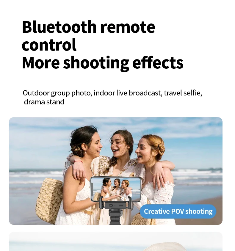 C16 Intelligent Selfie Stick Expandable Phone Holder Detachable Wireless Remote Control Stabilizer for Facial Recognition