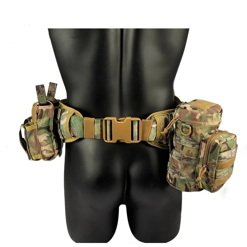 Premium Training Tactical Belt with Holster Pouch Hunting Gadget Pouch Waist Bag Detachable Outdoor Adjustable Padded Duty Belt
