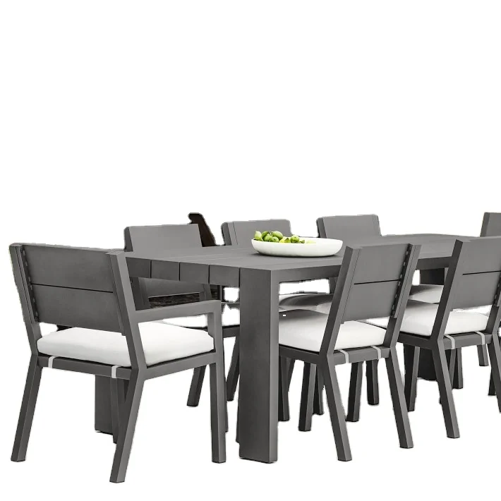 Новое поступление современная роскошная алюминиевая уличная мебель металлический садовый набор на заказ обеденные столы и стулья 6 или 8