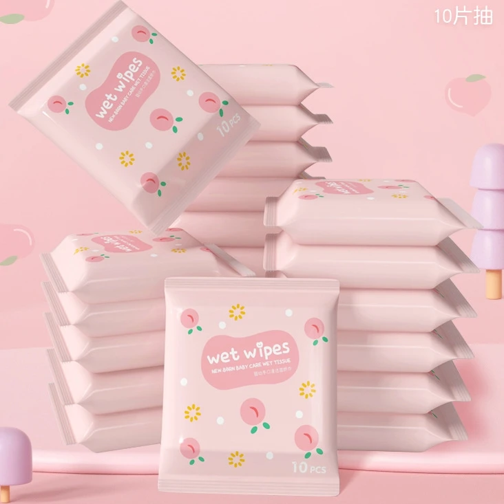 Fabrikmaßstab Anpassbare Private Label 10 Stück Taschengröße Baby-Feuchttücher Umweltfreundlich zur Reinigung von Babys Mund, Nase, Händen und am ganzen Körper