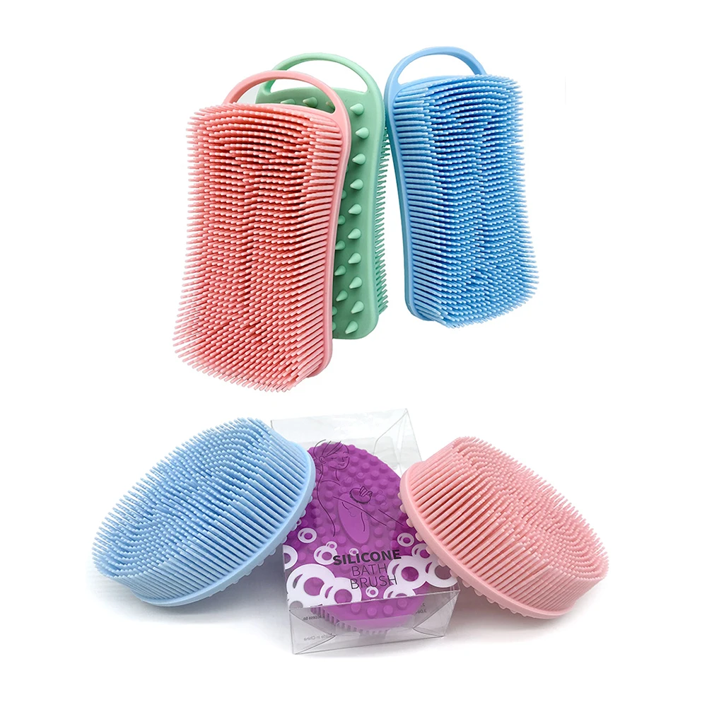 Мягкий силиконовый шампунь класса премиум, Массажная щетка для кожи головы, двусторонняя щетка для отшелушивания тела, силиконовый скребок для тела