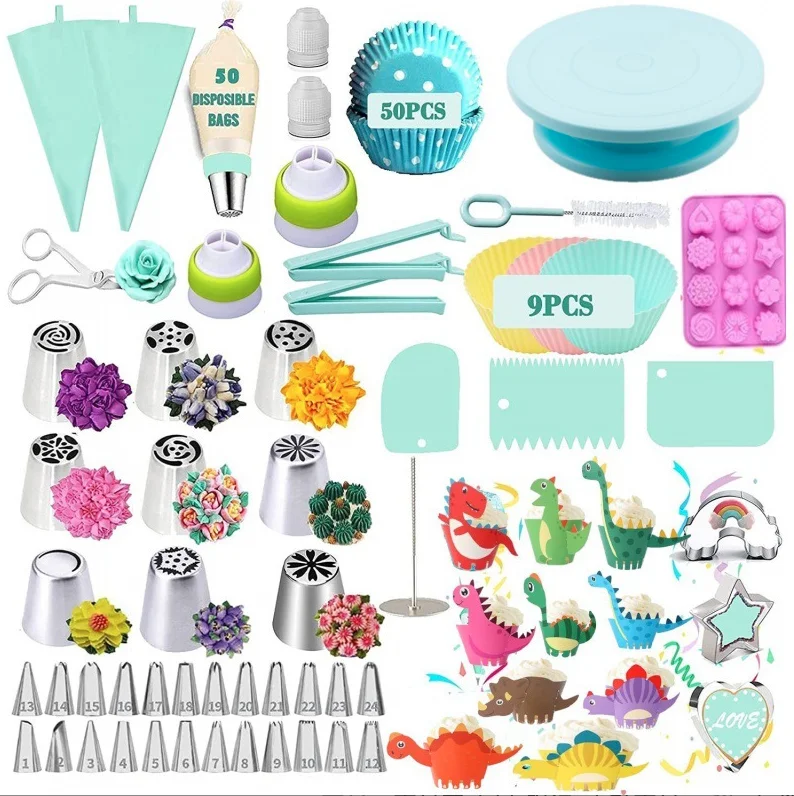 Kit de ferramentas de decoração de bolos 290Pc, utensílios de cozinha e  utensílios de padaria, acessórios de cozimento, conjunto de assar para  adultos bolo, assar coisas, girar bolo, assar itens essenciais para