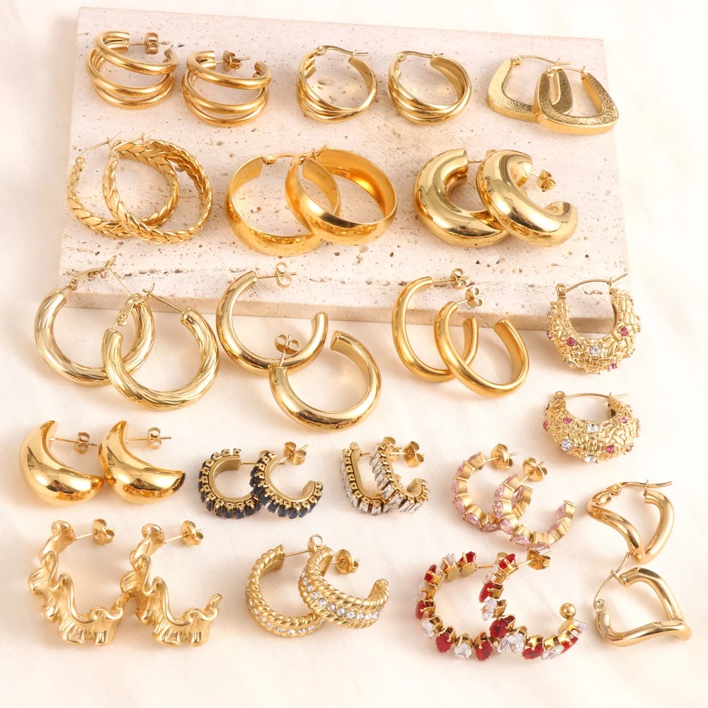 Nabest Stainless Steel Four Leaf Clover Earrings Jewelry Women Gold Plated Hypoallergenic