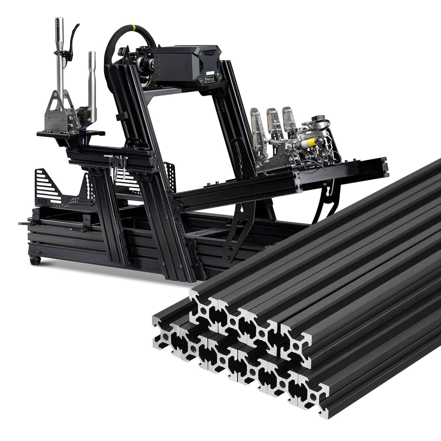 Motion Adjustable Aluminum Cockpit Black/ Silver Anodized 4080 Aluminum Profile Sim Racing Cockpit Simulator Playseat