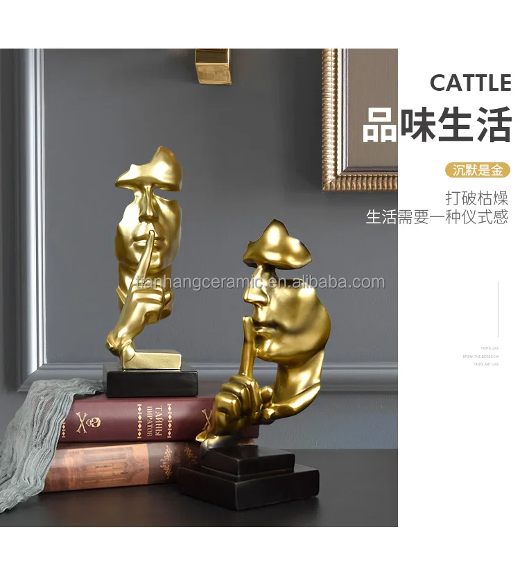 Abstract Sculpture Statue Desktop Bookshelf Office Decoration Sandstone Resin Keep Silent for Office Home Hotel.jpg