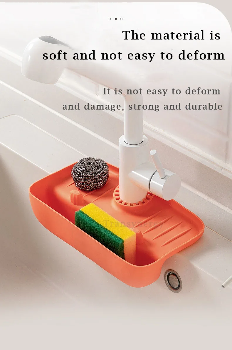 Sink Strap Faucet Caddy Shelf With Drainage Hole Sink Splash Guard
