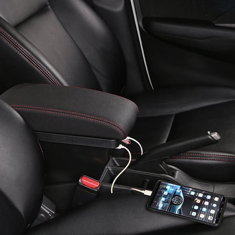 product car central storage box universal pu leather armrest box for vw lavida console storage box-7