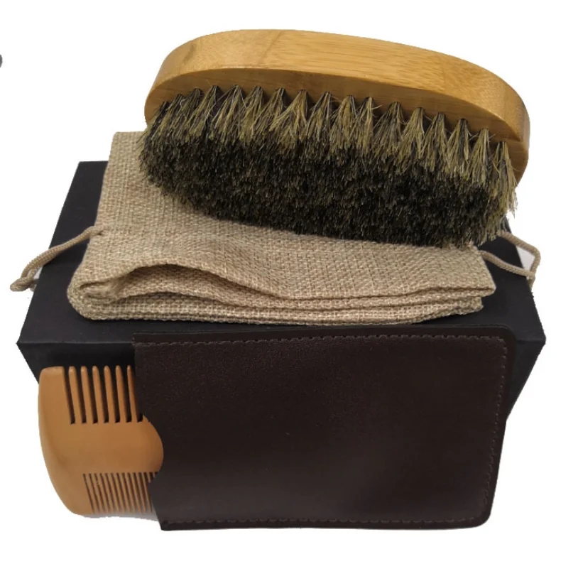 Factory Wholesale Custom Boar Bristle Beard Brush And Comb Kit Set With