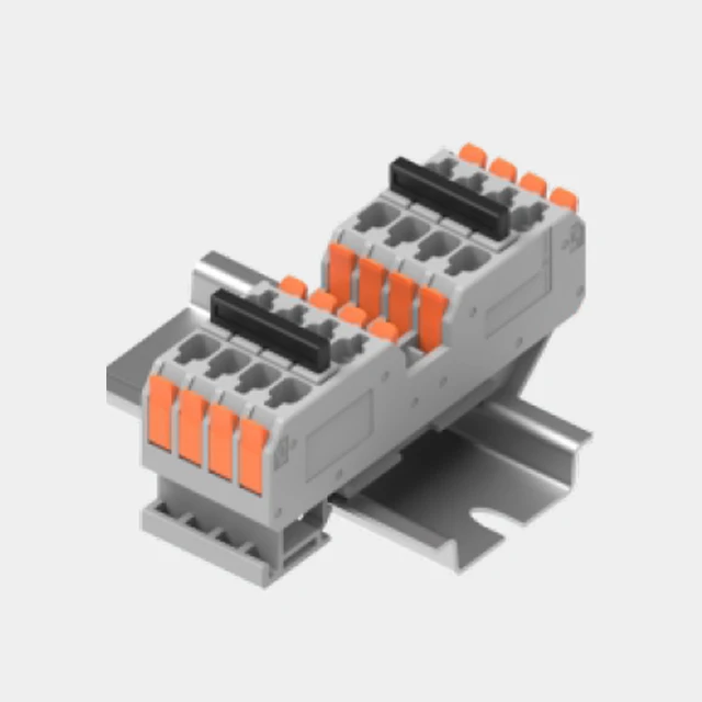 4 Pole Rail-Mount Terminal Blocks with Lever for solid and stranded conductors