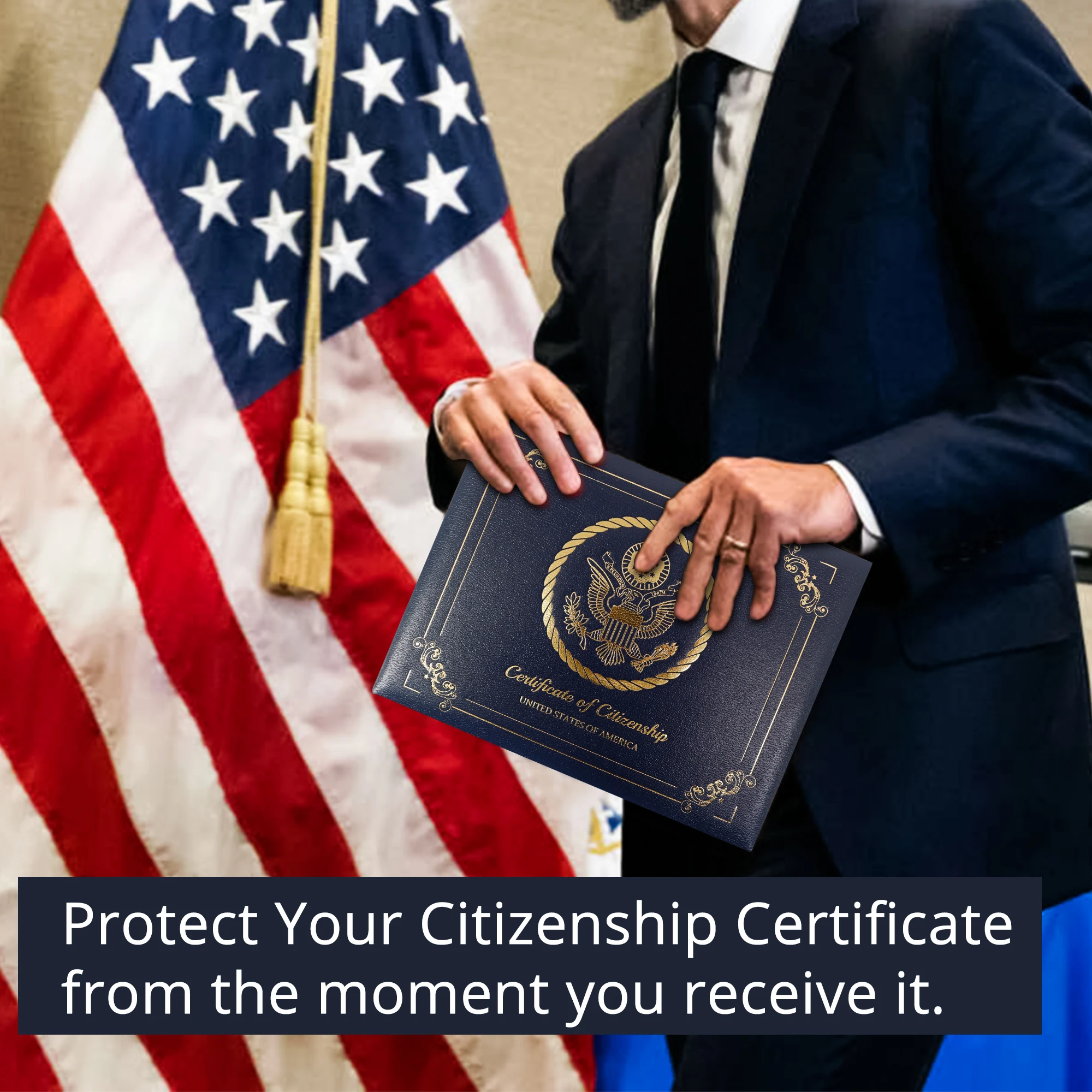 US Citizenship Certificate Holder Grain Leatherette A4 8.5x11 Holder with Silver Stamping Printing Inner White Cardboard supplier