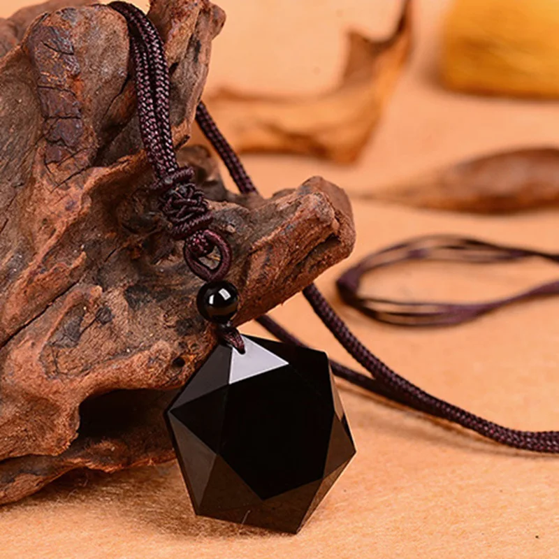 Obsidian Hexagram & Amethyst Healing Necklace