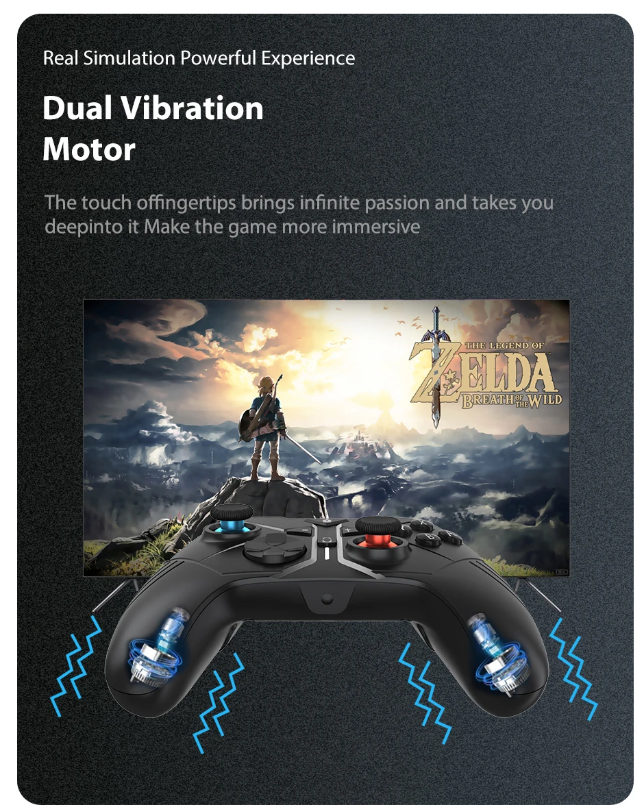 Bt Wireless Game Controller Double Vibrations Sixaxis 600mah Battery