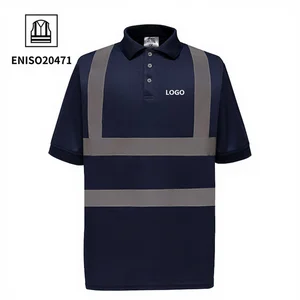 EN20471 Polyester High Visibility Polo Workwear Quick Dry Breathable Hi Vis Reflective Safety T-Shirt Hi Vis Tee Work Wear