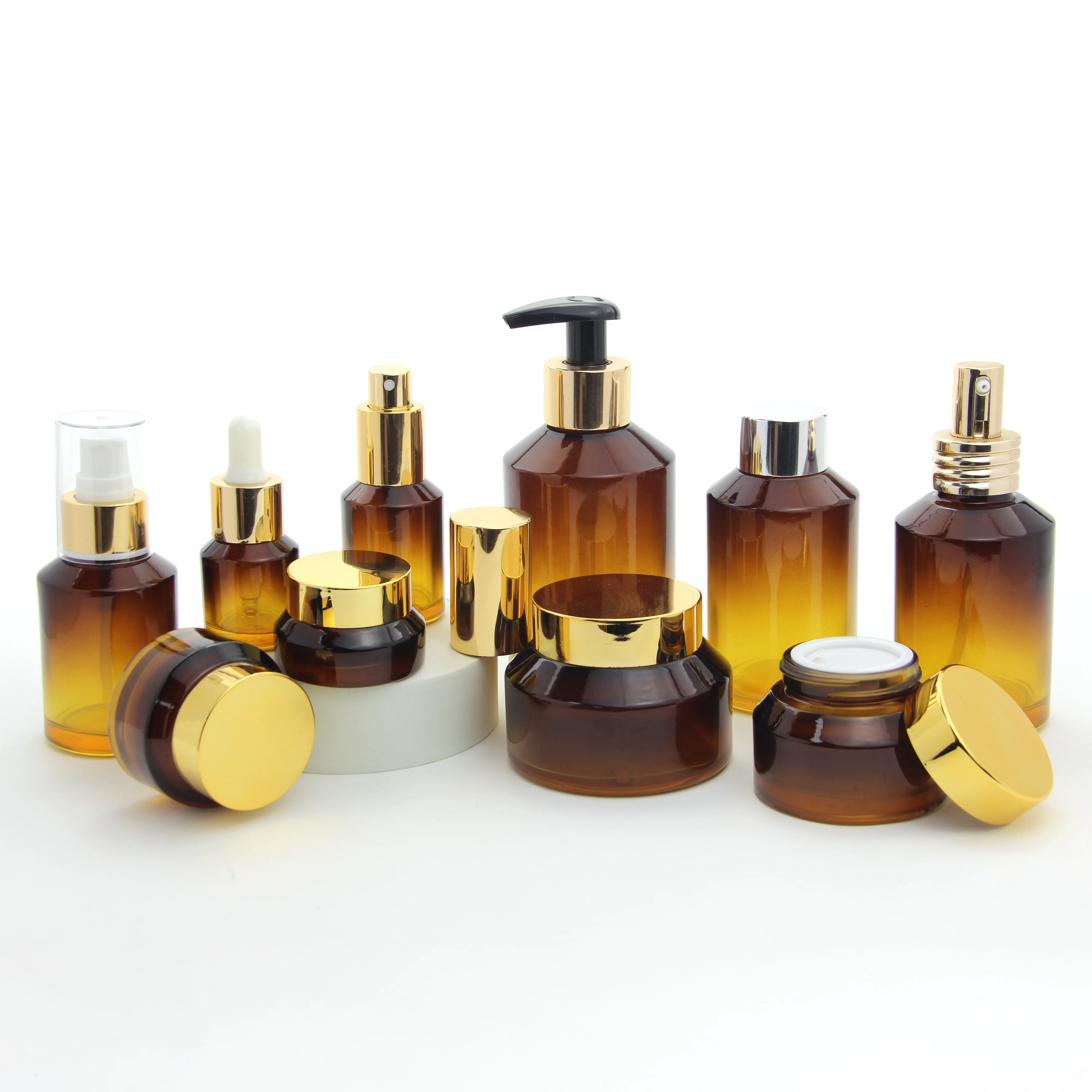 Wholesale Cosmetics Container and Packaging Matte Frosted Olive Green Cosmetic Bottle Glass Jars and Bottles