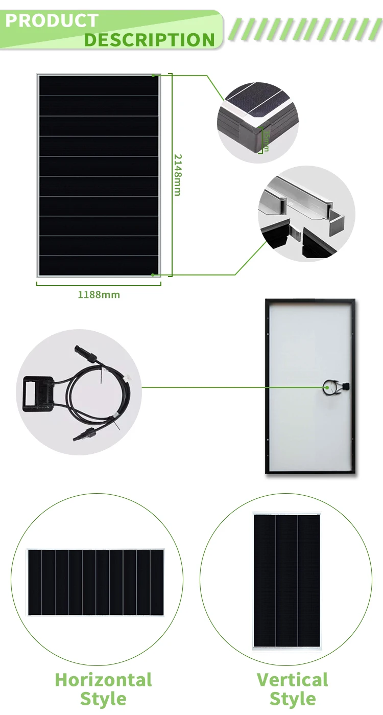 ESG Outdoor Use 540w 545w 550w 555w Solar Panel Black Solar Energy Panel Solar Panels Shingled