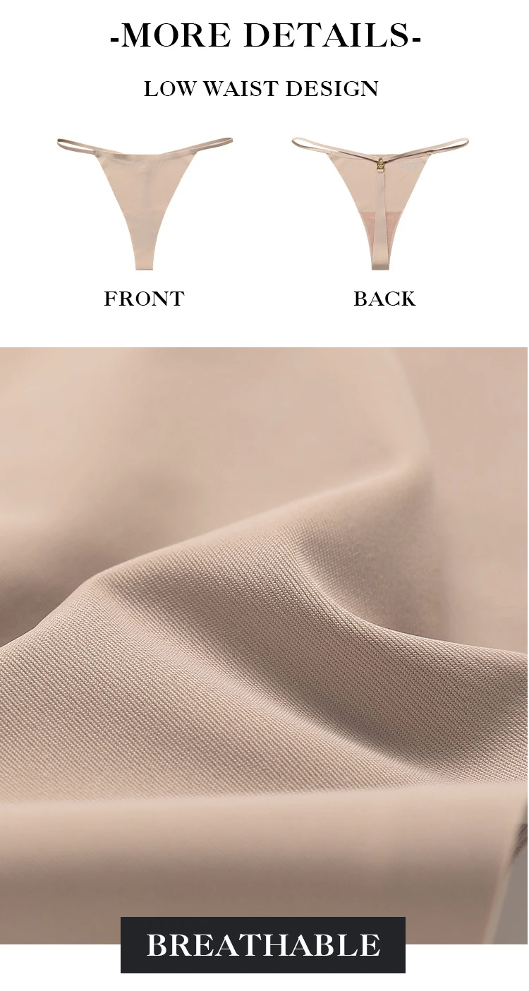 Ice Silk Low Waist Traceless Breathable Panty Sexy Thin Belt Ring Chain