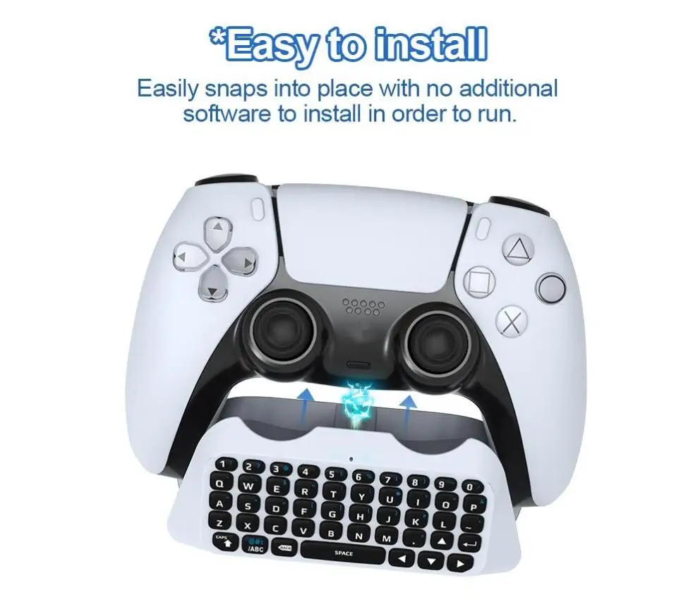 Gamepad Keyboard Handle Wireless Keyboard Set Chat Pad Installation Mini Keyboard for PS5 Wireless Controller