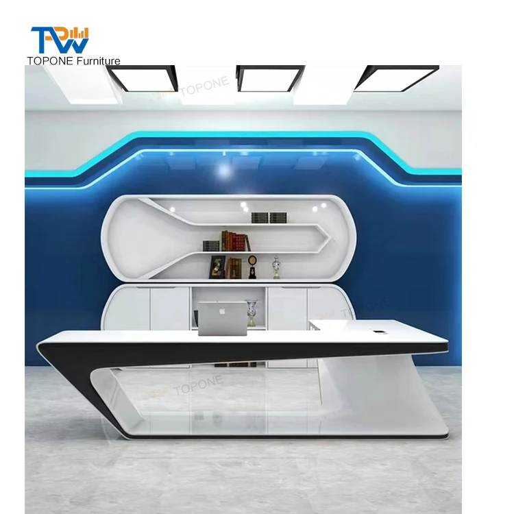 Черно-белая интерьерная каменная офисная мебель