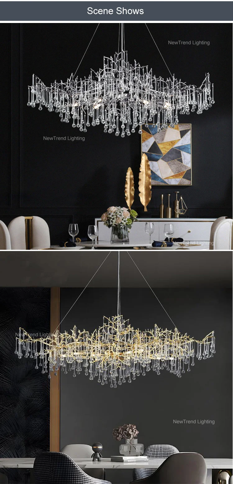 lc qm07 modern indoor decoration plating gold villa home living room dining living room glass branch led chandelier-4