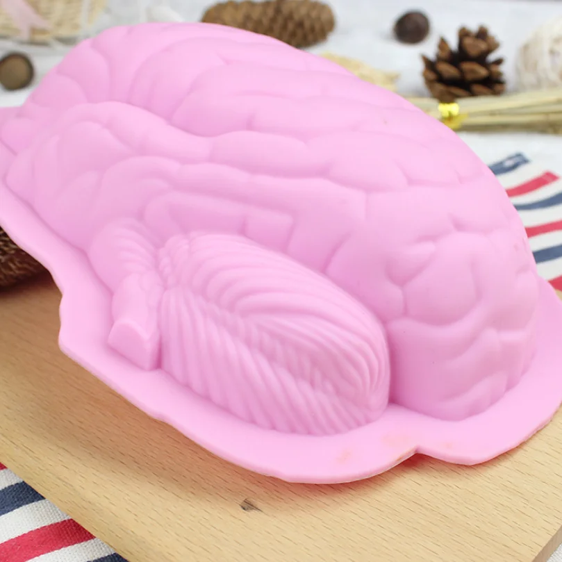 Source Human Brain Shape Pan Baking Molde de Pastel de Cerebro Silicone  Halloween Cake Mold Food Grade Pudding Jello Dessert Mold on 