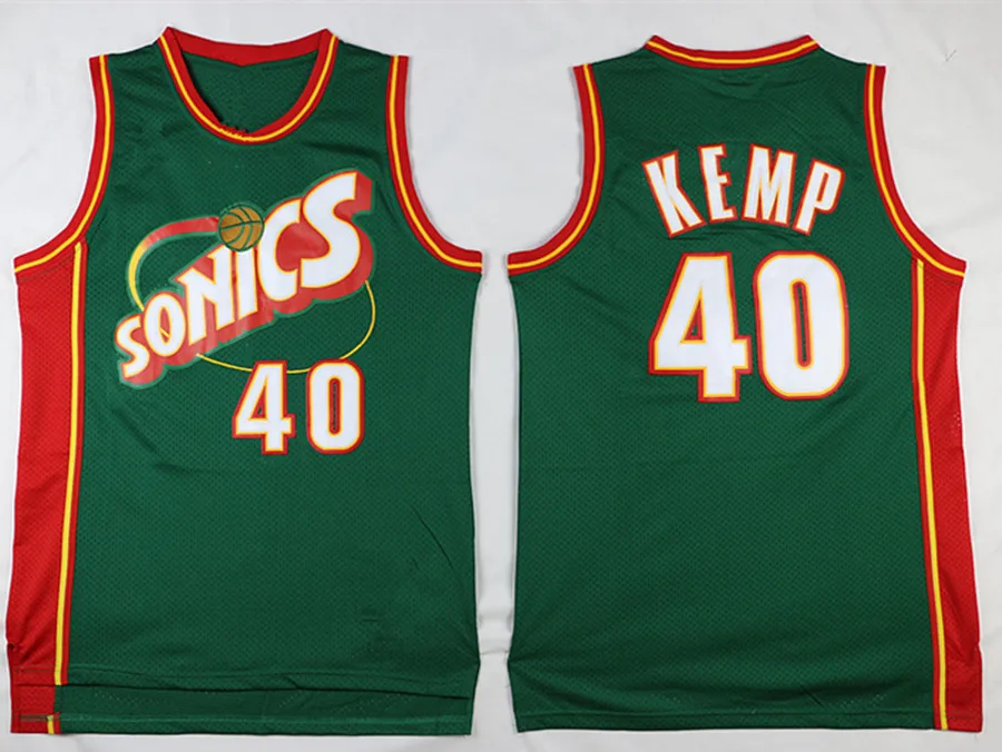 Cheap Best Quality Seattle Sonics Jersey #35 Kevin Durant #20 Gary Payton  #40 Shawn Kemp Green White Throwback Basketball Jersey - AliExpress