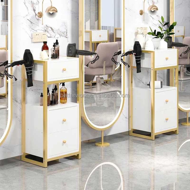 Modern White And Gold Salon Furniture Set Customized Personalized Hair