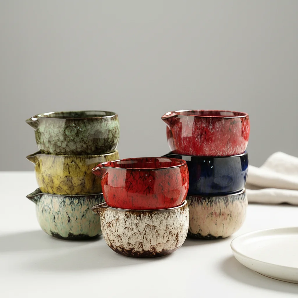 Večkratna prodaja tradicionalnih kitajskih ekološko prijaznih čajnih skled za matcho (chawan), komplet z 100-krakim bambusovim meteljcem in keramično skledo z glazuro iz peči za čajno slovesnost