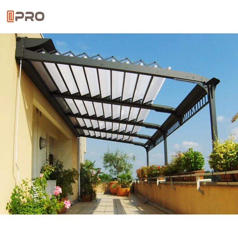 Retractable Metal Pergola Terrace Gazebo 6M Weather Resistant Pergola