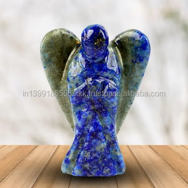 Hand Carved Citrine Crystal Stone Angel Reiki Healing Angels Figurines 
