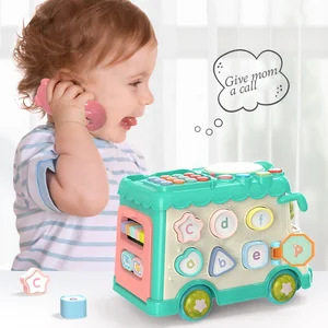 ITTL Factory Multifunctional STEM Baby Cute Early Learning Educational Musical Plastic Toy Bus Parachute Activity Toy