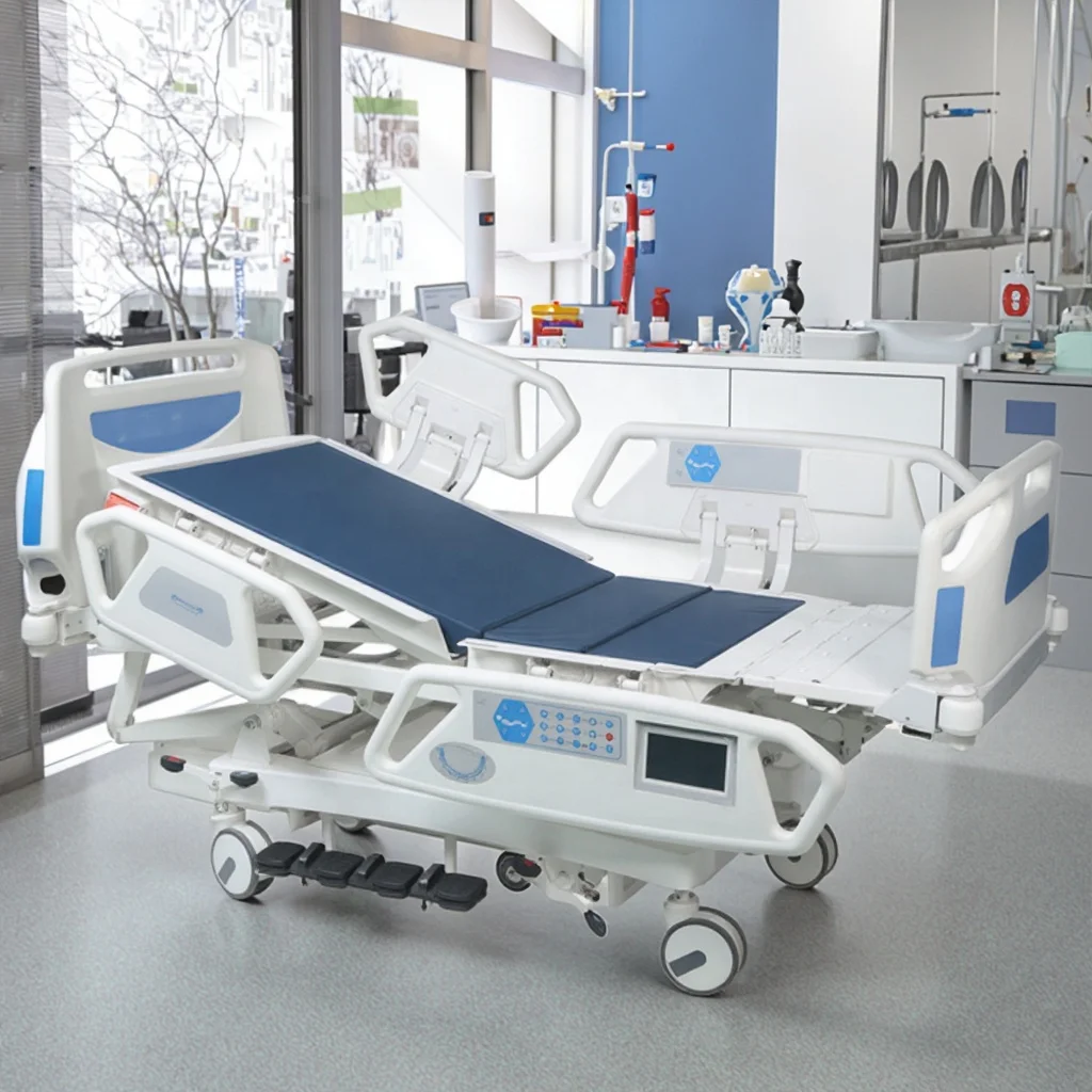 Professional Modern Electric ICU Patient Care Hospital Bed Multiple Motor Adjustment Medical Side Rails for School Hotel Use 5