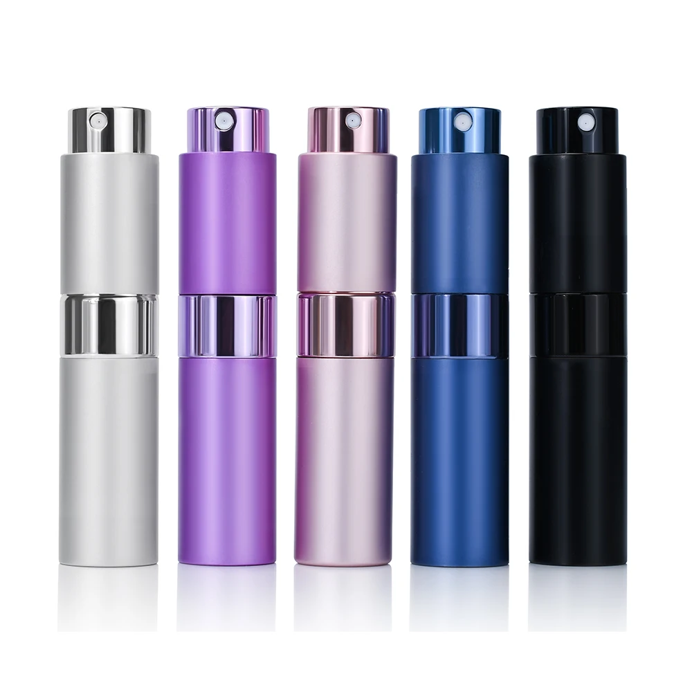 Twist up Perfume Atomizer 8ml 10ml 15ml Aluminum Travel Glass Spray Perfume Refillable Bottles