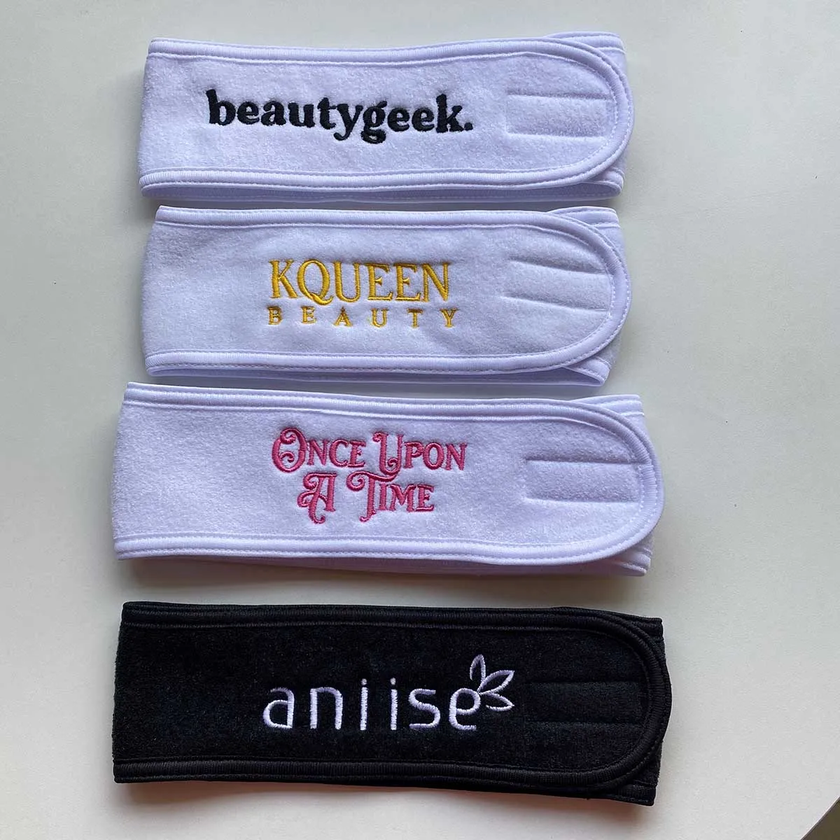 2022 Customise Elastic Makeup Designer Velcro Headbands Custom Logo