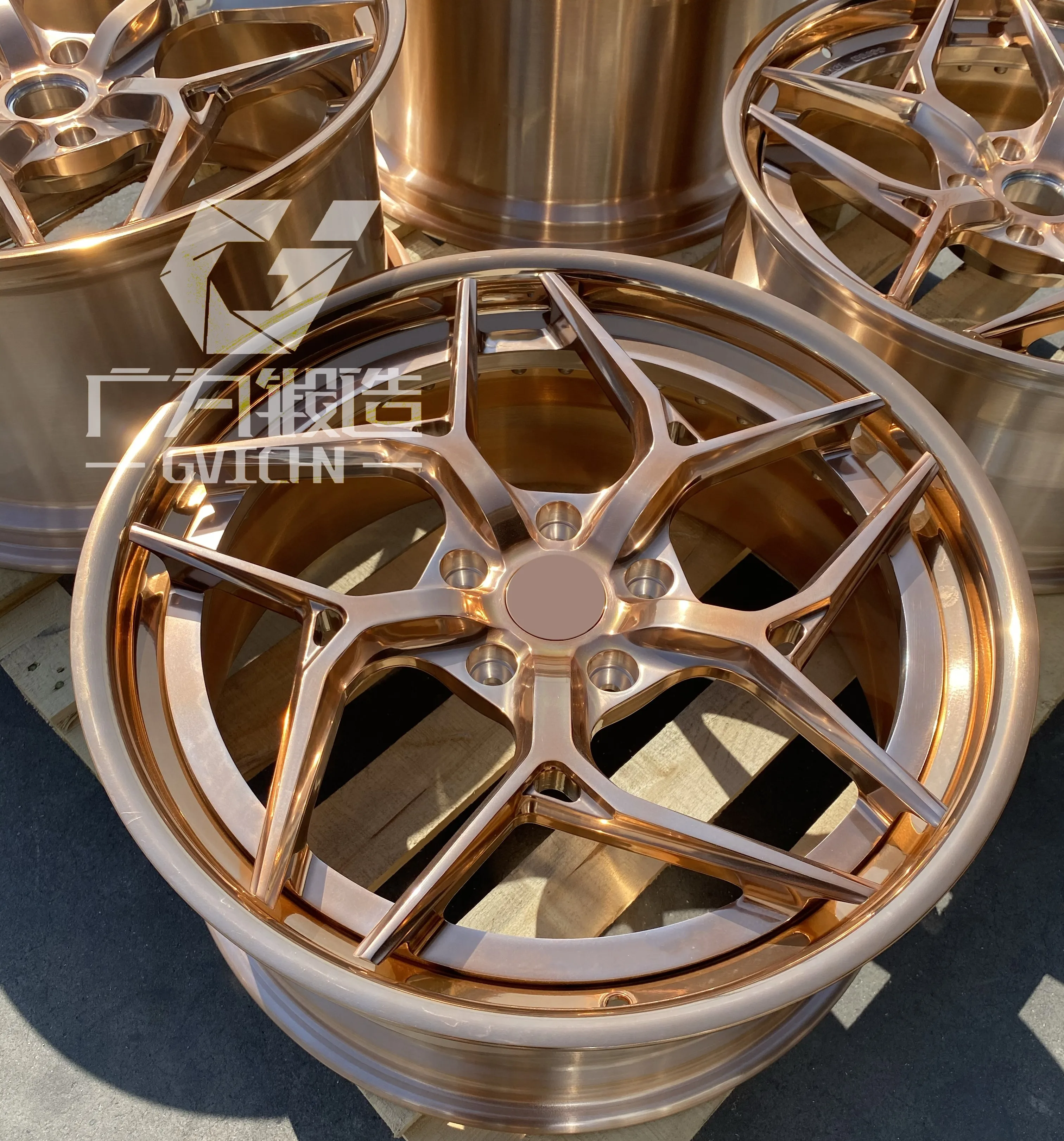 GVICHN 2 piece gloss bronze rim aluminum alloy forged wheels 16 17 18 19 20 21 22 23 24 inch 5x112 5x114.3 5x120