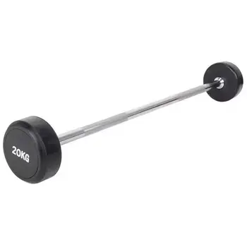 China wholesale fitness equipment different weight fixed straight EZ curl rubber barbell RUIBU-5015