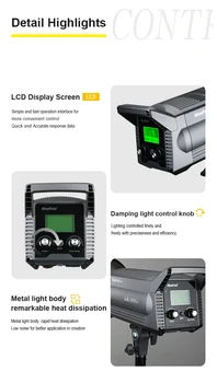 NiceFoto LA-2000A 200W Professional Video Continuous LED Film Photography Studio Light detail image