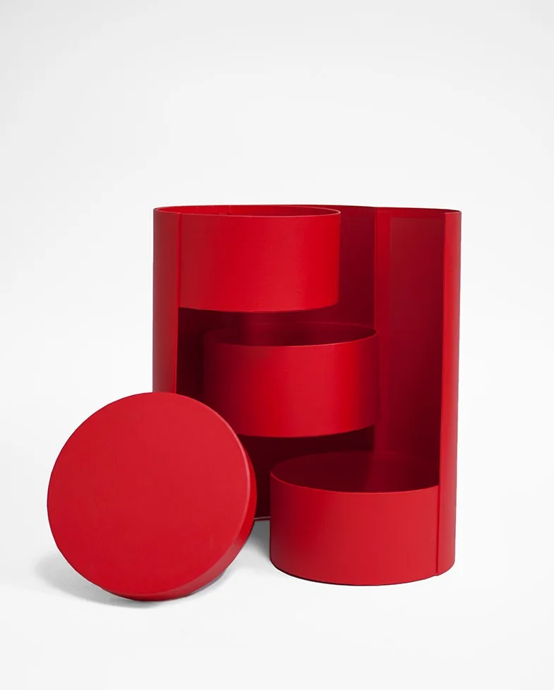 Customize Red Round 3 Tiers Triple Layer Flower Box Round Flower Box with Window