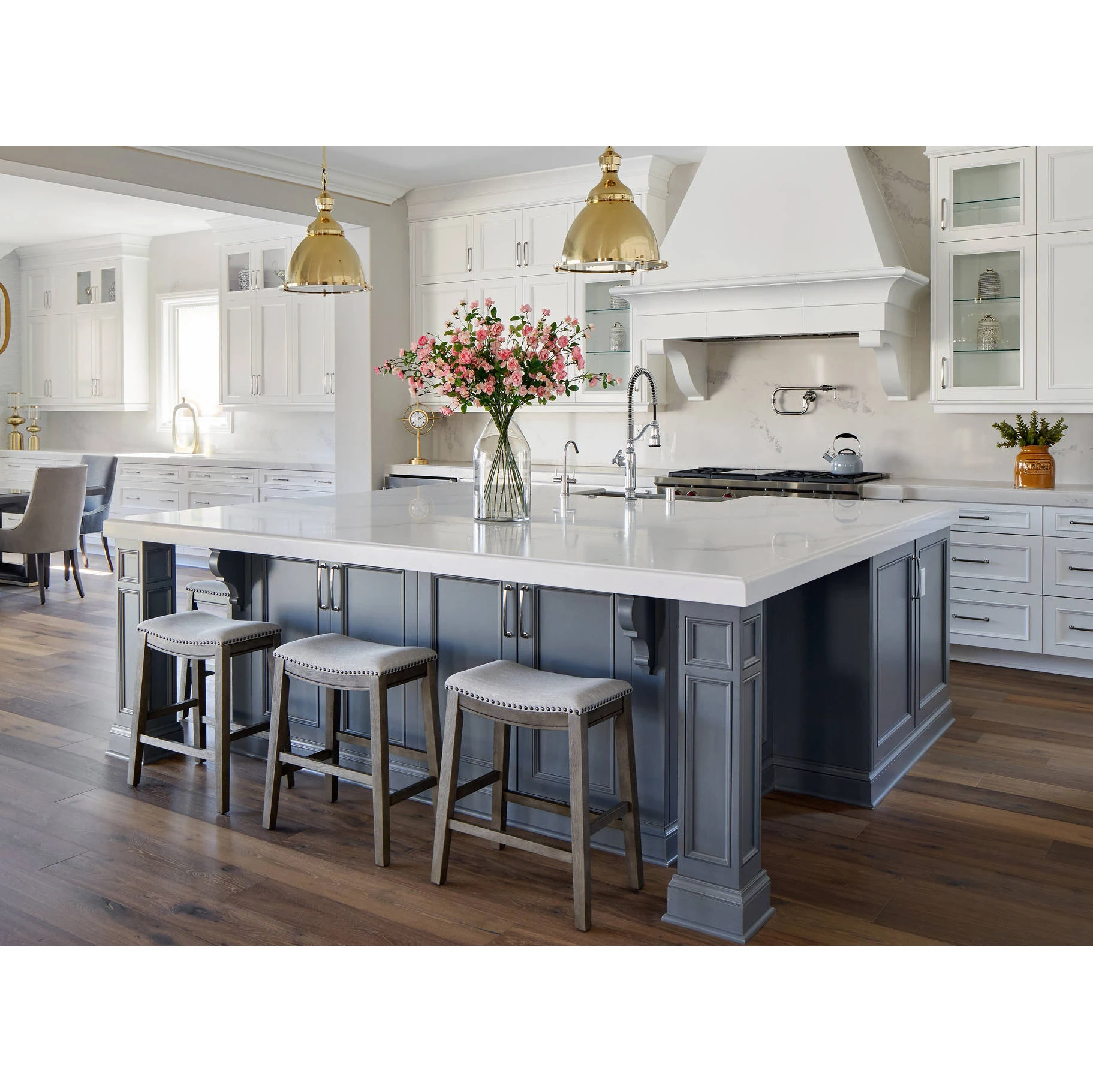 Modular Hampton Style Australia 2 Pac Finish White Shaker Solid Original Wood Kitchen Cabinet With Glass Doors